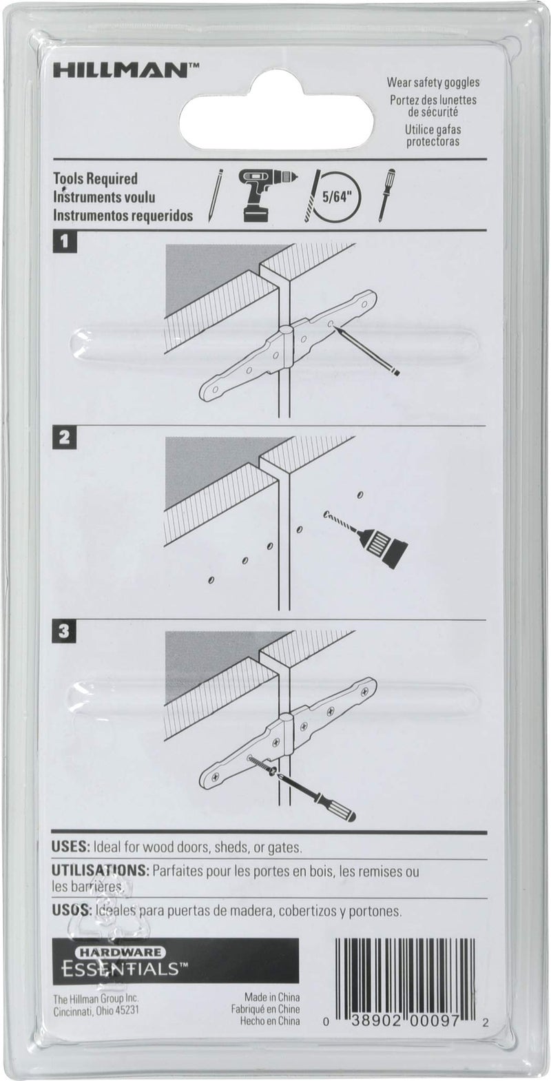 HARDWARE ESSENTIALS Hillman 853355 Hardware Essentials 852346 Antique Brass Spring Door Stops 2 Pack Ornamental Strap Hinge, Black, 2 Pieces - Image 3